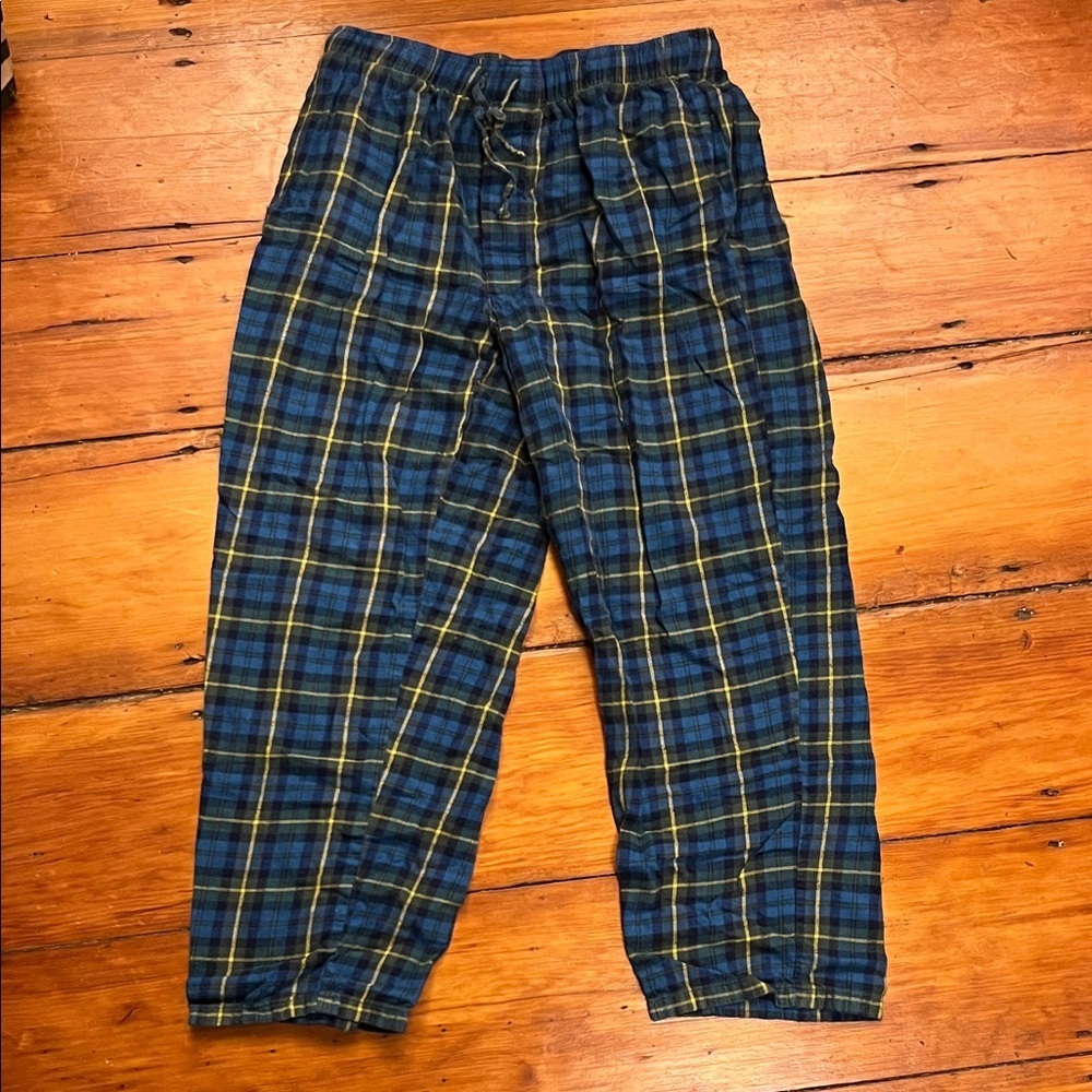 Lands' End Navy and Yellow Plaid Pajama Pants